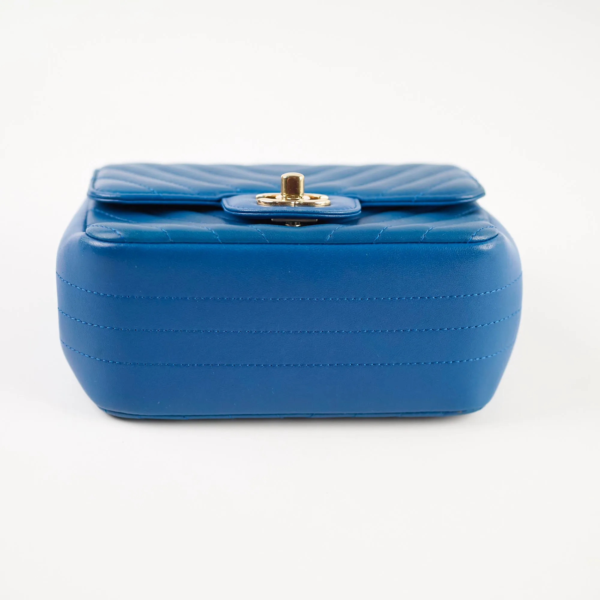 Chanel Mini Square Chevron Bag Blue