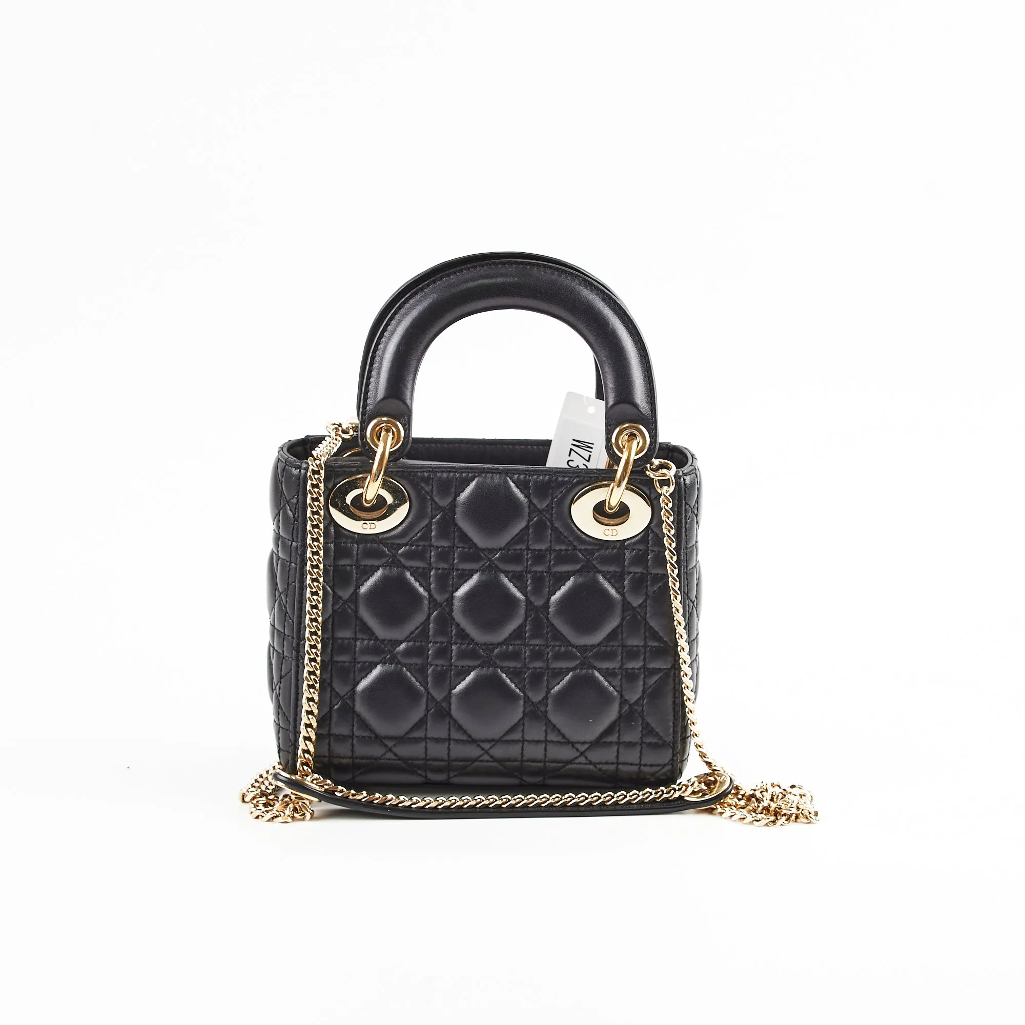 Christian Dior Lady Dior Mini Cannage Leather 2 Way Handbag Black