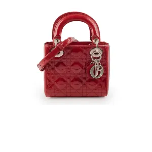Christian Dior Mini Lady Dior Patent Red