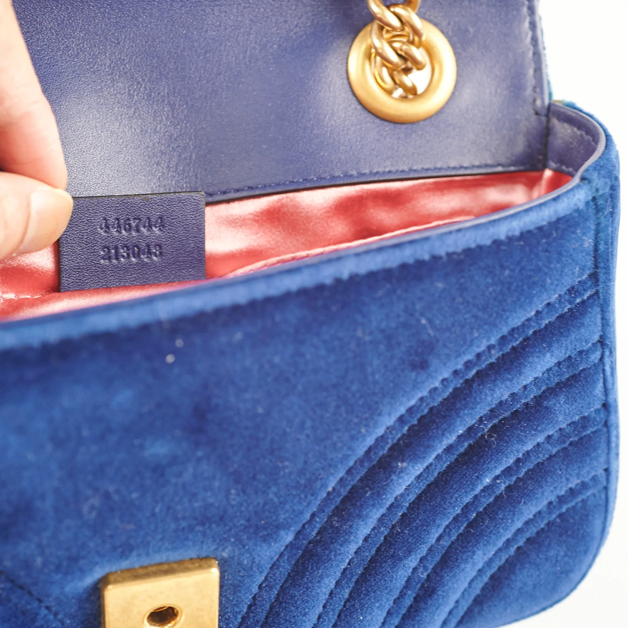 Gucci Marmont Mini Shoulder Bag Navy Blue Velvet