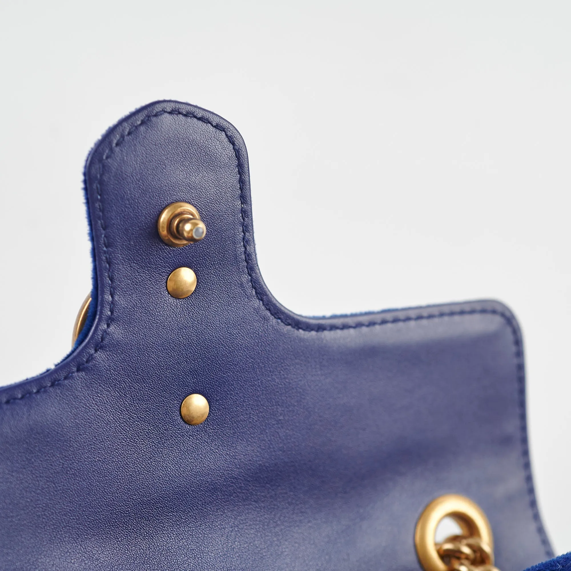 Gucci Marmont Mini Shoulder Bag Navy Blue Velvet