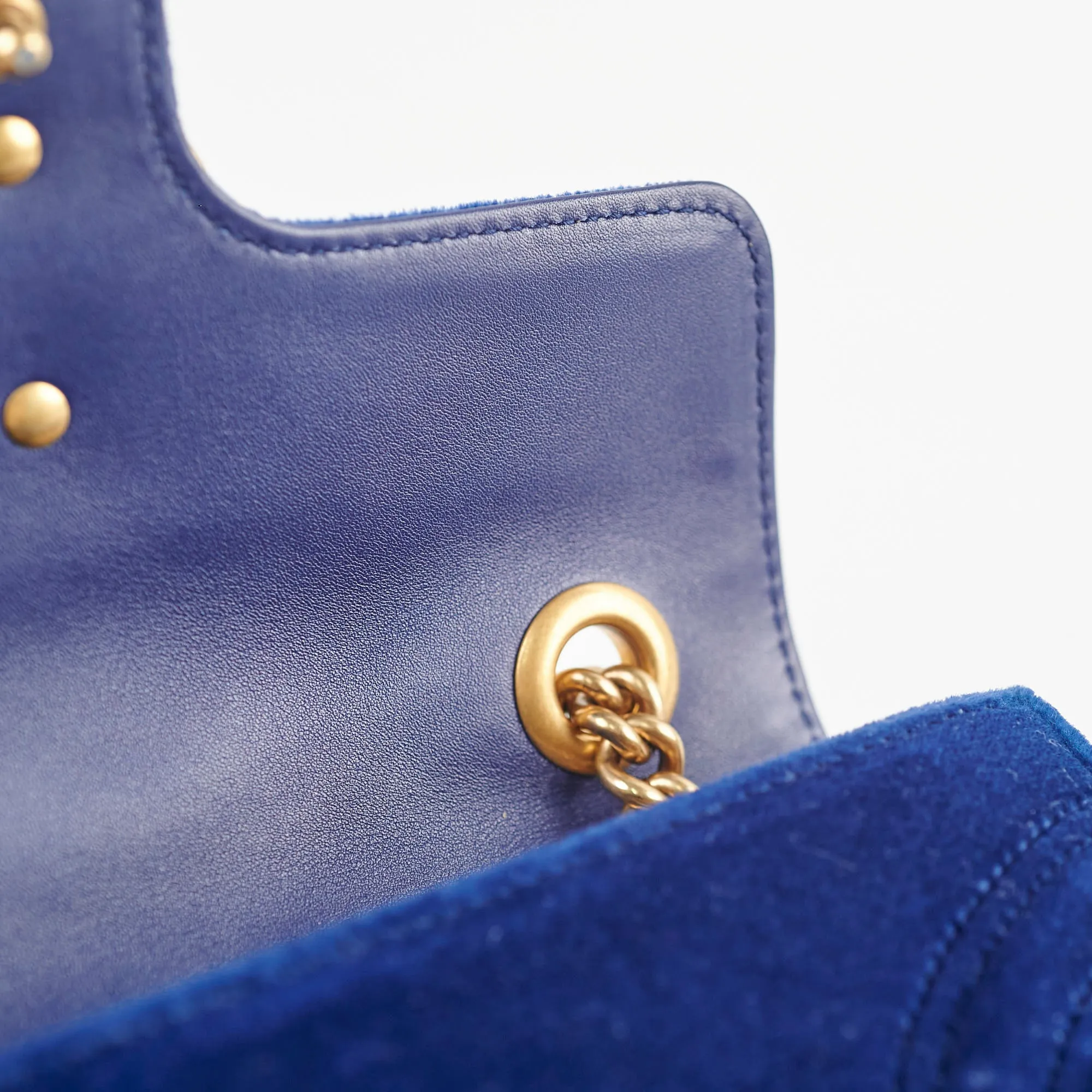 Gucci Marmont Mini Shoulder Bag Navy Blue Velvet