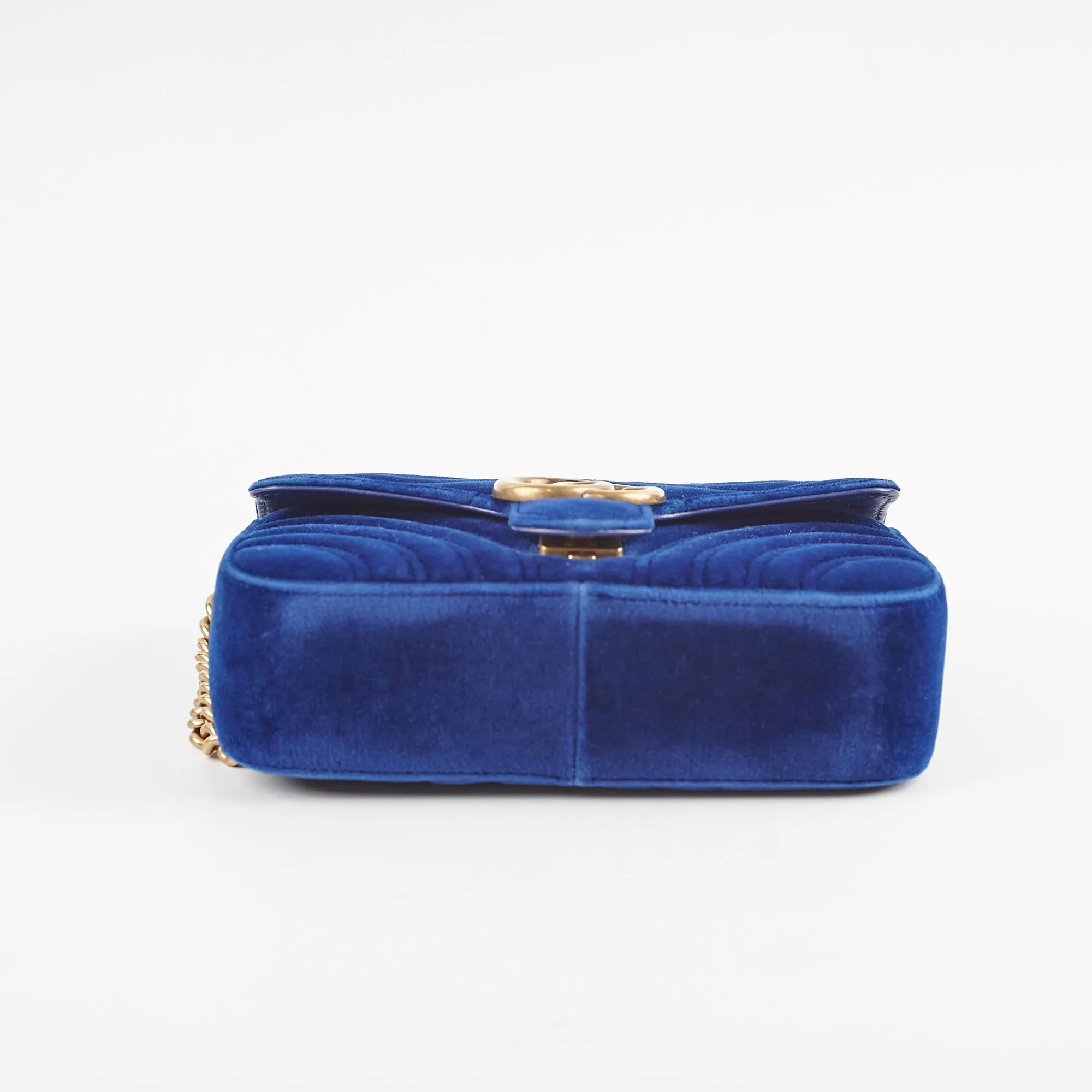 Gucci Marmont Mini Shoulder Bag Navy Blue Velvet