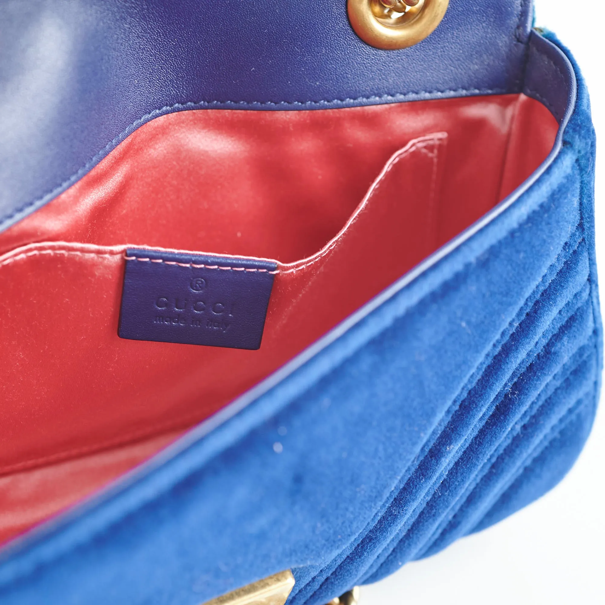 Gucci Marmont Mini Shoulder Bag Navy Blue Velvet