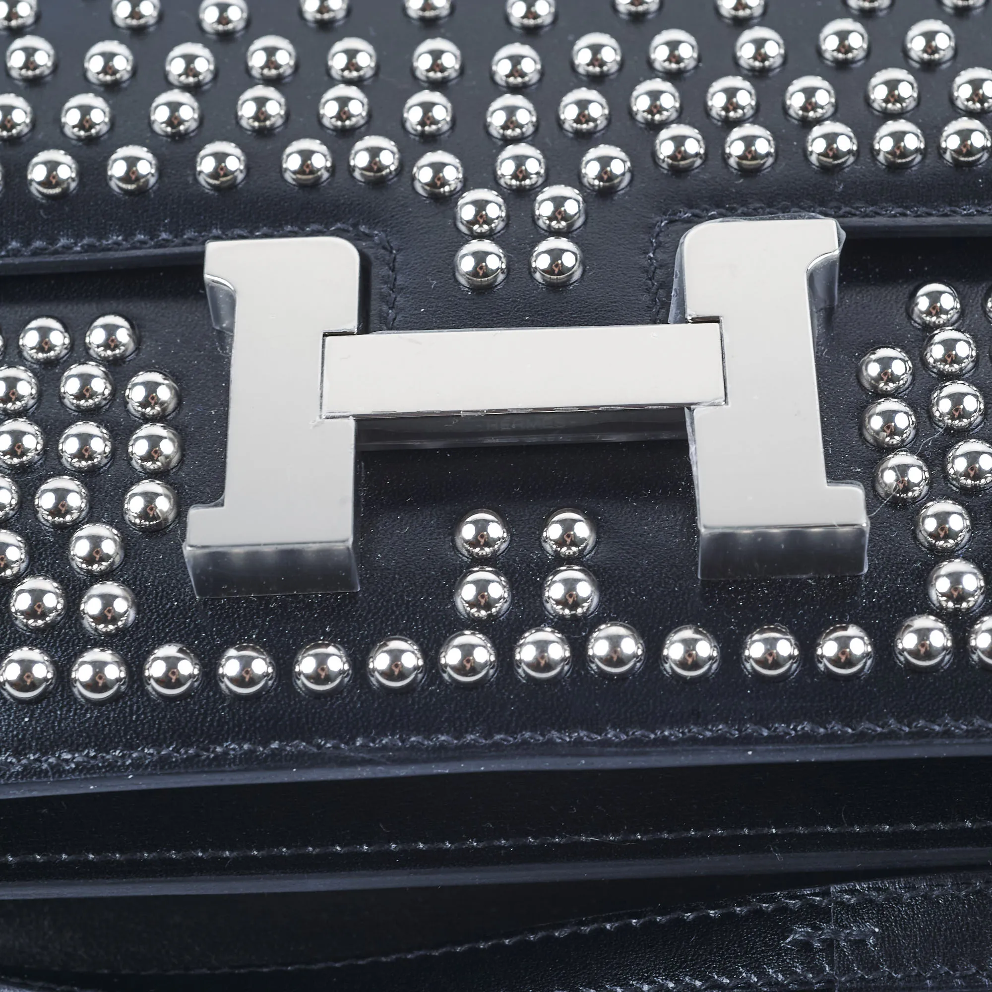 Hermes Mini Constance Studded Noir B Stamp
