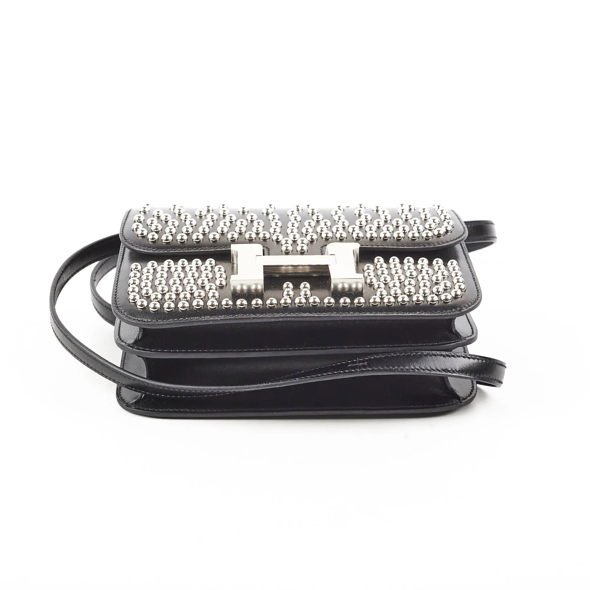Hermes Mini Constance Studded Noir B Stamp