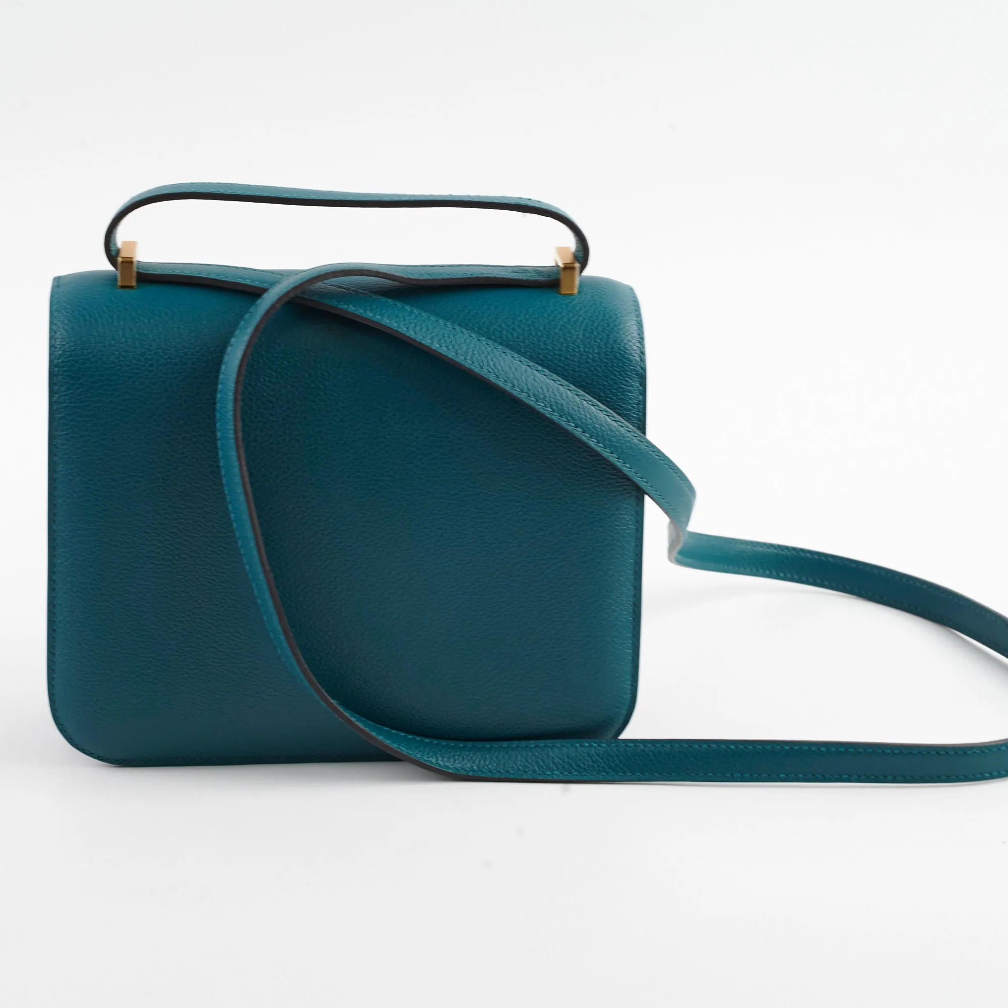 Hermes Mini Constance Vert Bosphore GHW D Stamp