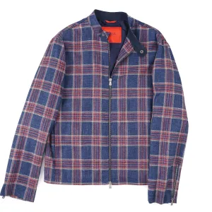 Isaia Wool-Silk-Linen Moto Jacket