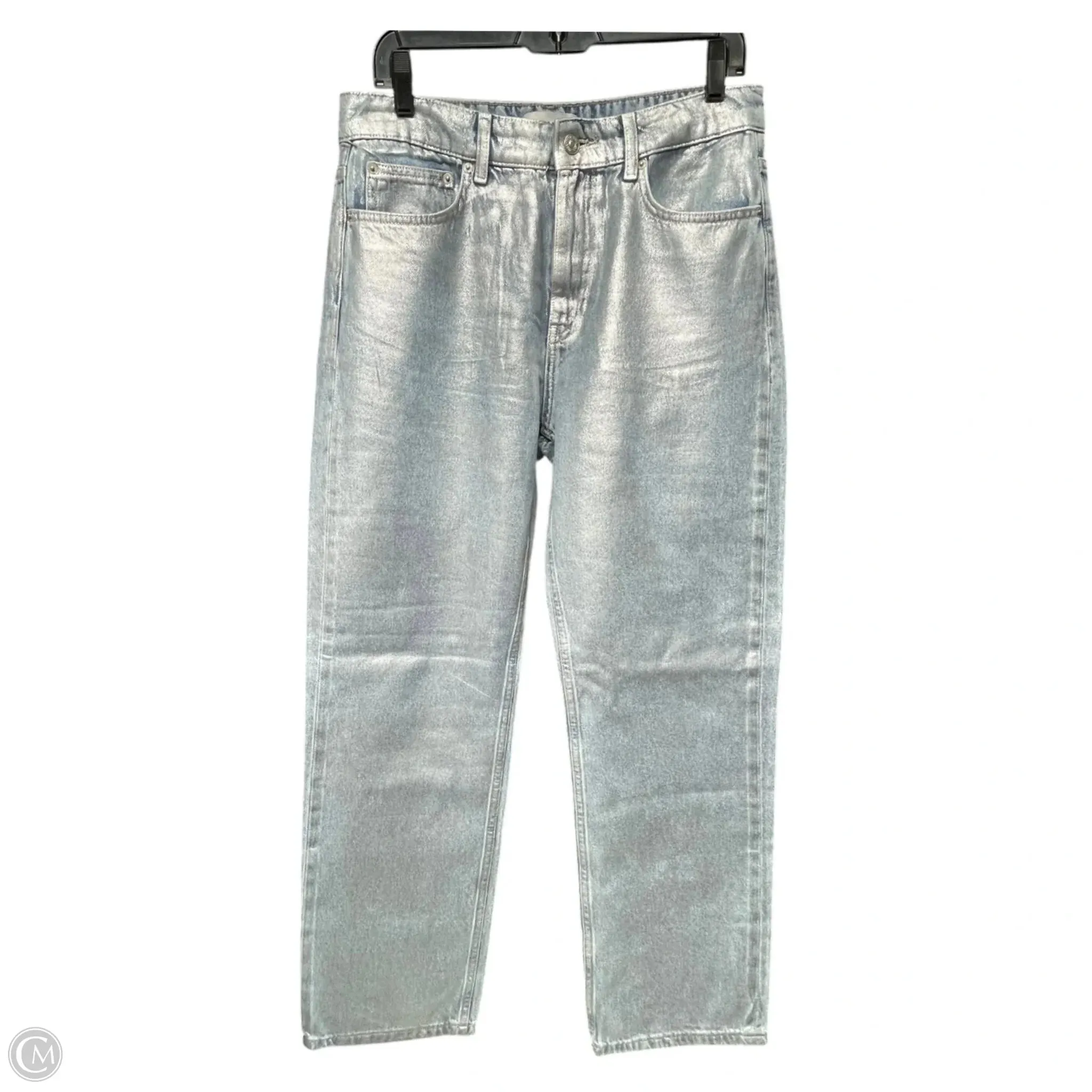 Jeans Straight By Zara In Silver. Size: 8