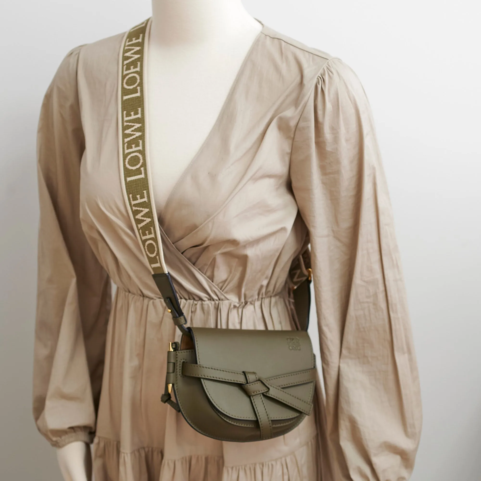 Loewe Mini Gate Crossbody Bag Khaki