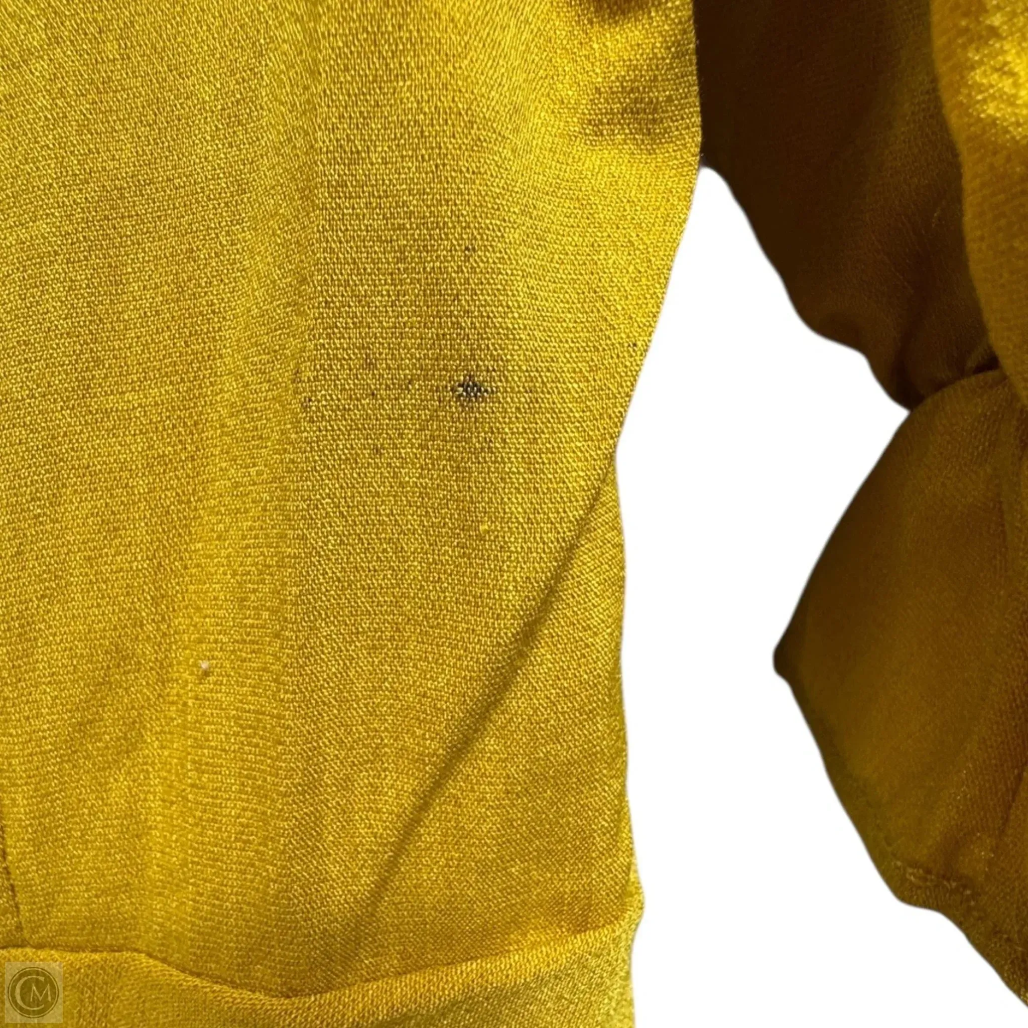 Puff Sleeve Mini Dress By re:named  In Mustard Yellow. Size: XS